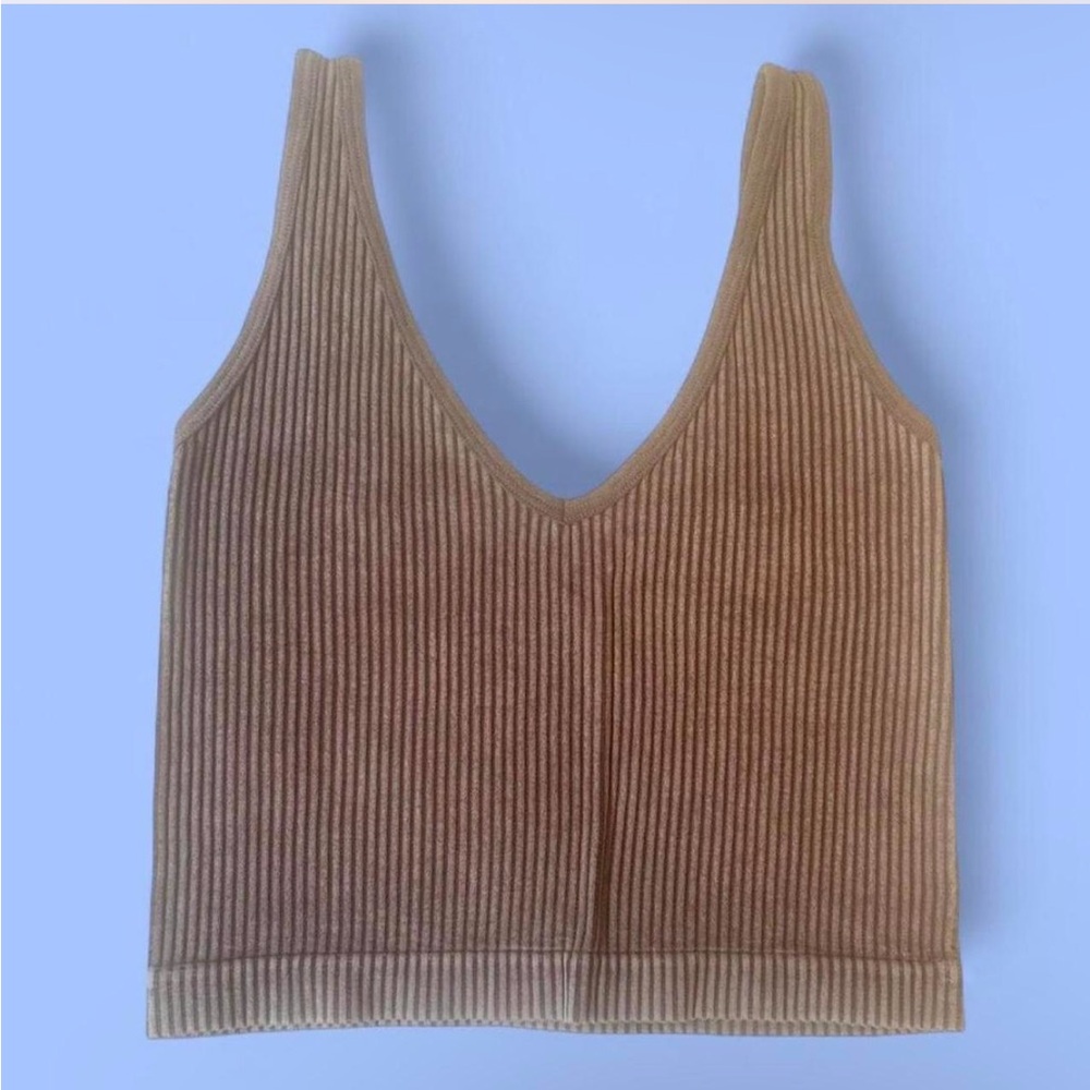 Aura ribbed Brown active Sleeveless Top